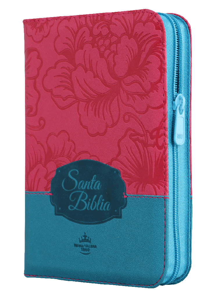 Biblia Reina Valera 1960 Chica Letra Mediana Imitación Piel Flores Fushia Azul Código QR [RVR045cZTILMPJR]