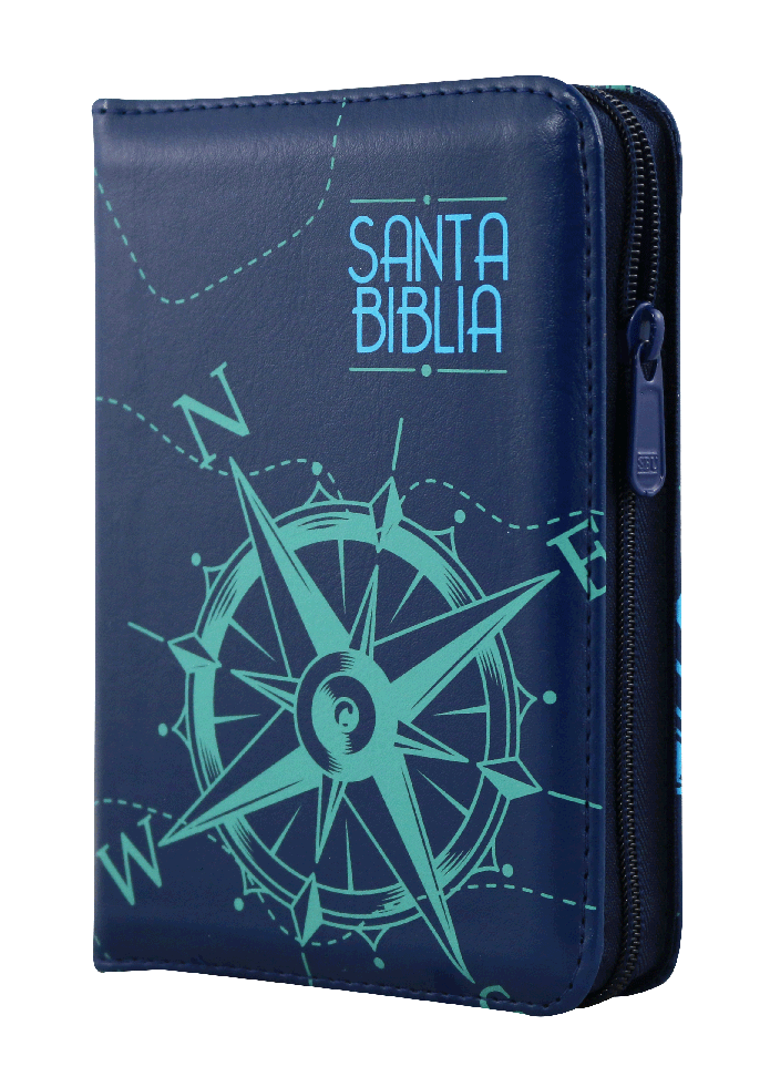 Biblia Reina Valera 1960 Tamaño Bolsillo Letra Mediana Imitación Piel Azul Brújula Código QR [RVR025cZLMPJR]