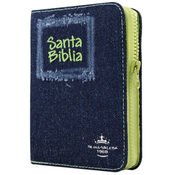 Biblia Reina Valera 1960 Bolsillo Letra Chica Mezclilla Azul Verde [RVR024cJZTILMa PJR]