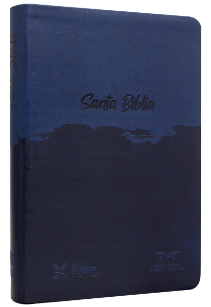 Biblia Reina Valera Contemporánea Mediana Letra Grande Imitación Piel Azul QR [RVC066cLG PJR]