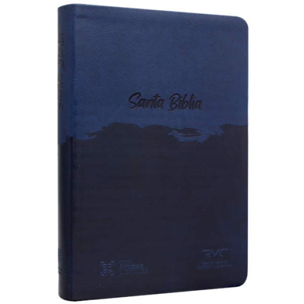 Biblia Reina Valera Contemporánea Mediana Letra Grande Imitación Piel Azul QR [RVC066cLG PJR]