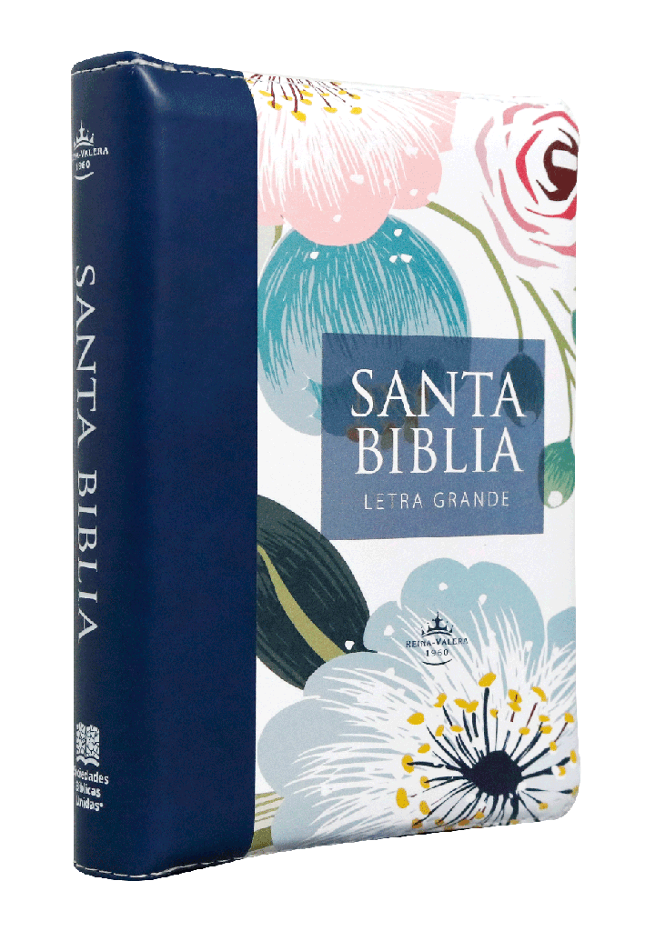 Biblia Reina Valera 1960 Chica Letra Gigante Imitación Piel Azul Flores [RVR046cZTILGPJR]