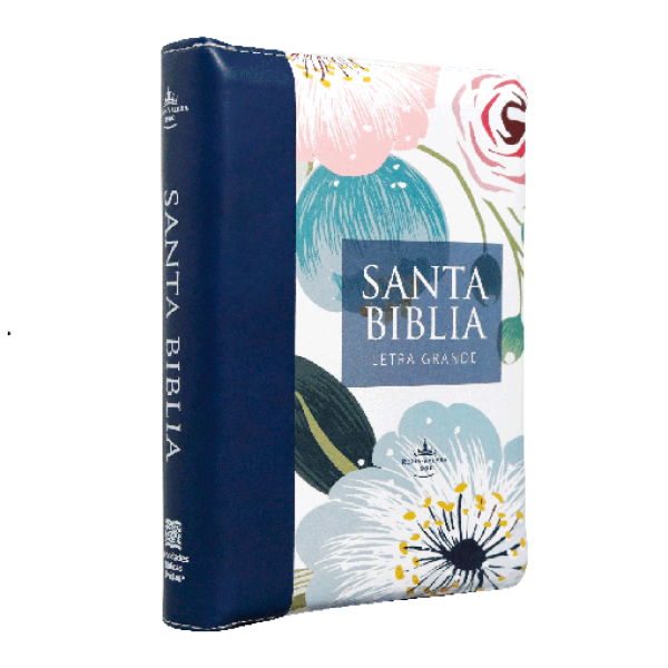 Biblia Reina Valera 1960 Chica Letra Gigante Imitación Piel Azul Flores [RVR046cZTILGPJR]