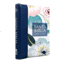 Biblia Reina Valera 1960 Chica Letra Grande Imitación Piel Azul Flores [RVR046cLGPJRZTI]