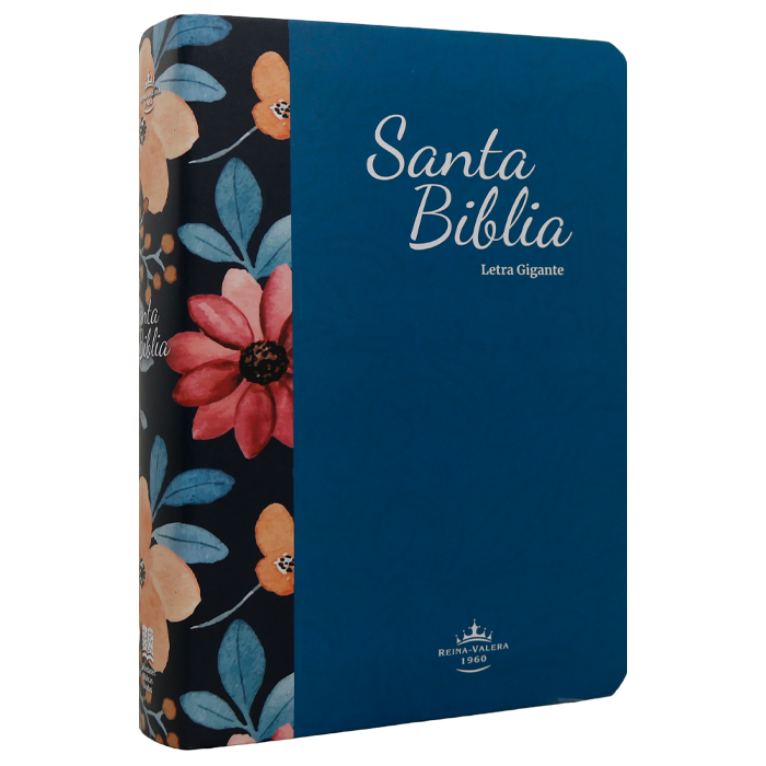 Biblia Reina Valera 1960 Mediana Letra Gigante Tapa Semiflexible Azul Flores [RVR.61ecLGiPJR]