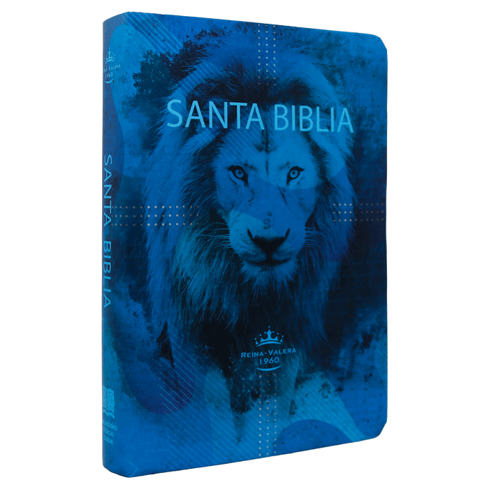 Biblia Reina Valera 1960 Mediana Letra Gigante Tapa Semiflexible León Azul [RVR.61cLGPJR]