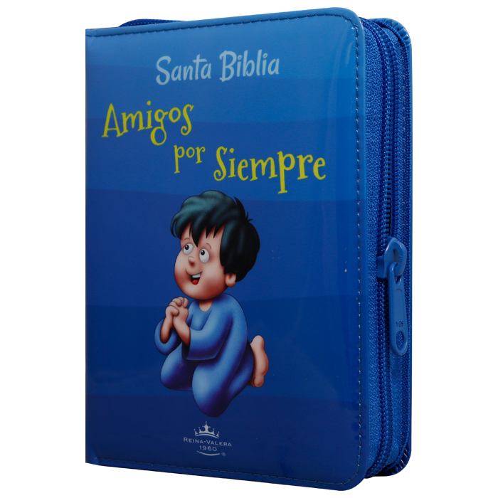 Biblia Infantil Amigos por Siempre Reina Valera 1960 Bolsillo Letra Mediana Vinil Acolchada Azul [RVR022cZaP]