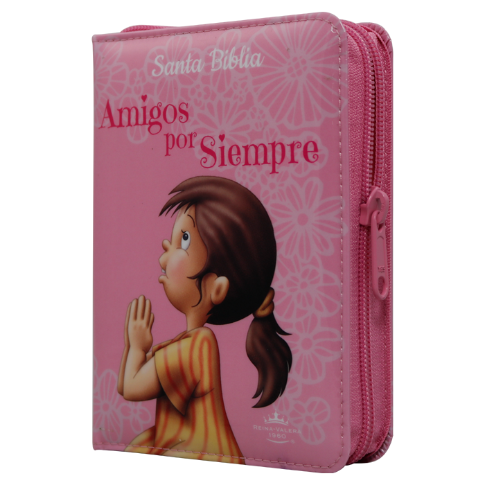 Biblia Amigos por Siempre Reina Valera 1960 Bolsillo Letra Mediana Vinil Acolchada Rosa Infantil [RVR022cPZ]