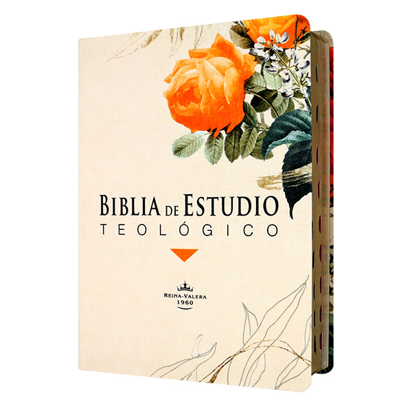 Biblia de Estudio Teológico Reina Valera 1960 Mediana Letra Mediana Tela Flor naranja [RVR084cLGEETI-BET]