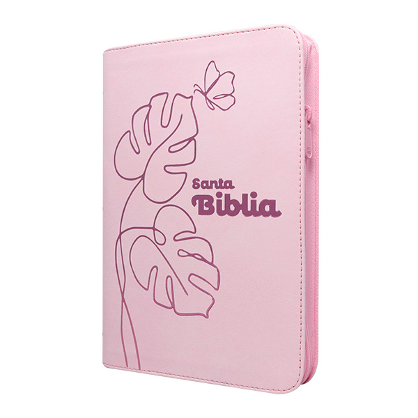 Biblia Reina Valera 1960 Mediana Letra Grande Imitación Piel Rosa Pastel [RVR066LGZPJR] 