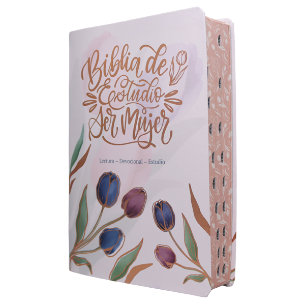 Biblia de Estudio Ser Mujer Reina Valera 1960 Grande Letra Grande Imitación Piel Tulipanes [RVR086cLGEETI]  Sin Caja 