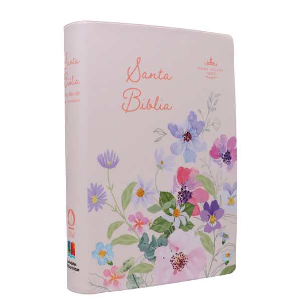 Biblia Reina Valera 1960 Mediana Letra Gigante 14 pts Vinil RVR062cLGiPJR Flower 