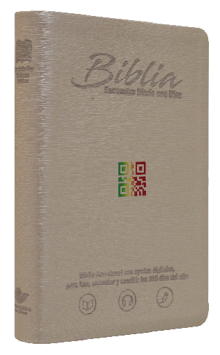 [9789587453775] Biblia de Estudio Devocional Encuentro con Dios Reina Valera Contemporánea Mediana Letra Mediana Imitación Piel Beige QR [RVC065]