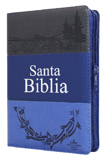 [7899938409619] Biblia Reina Valera 1960 Mediana Letra Grande Imitación Piel Gris Azul Marino [RVR056CLGPJRTIZ]