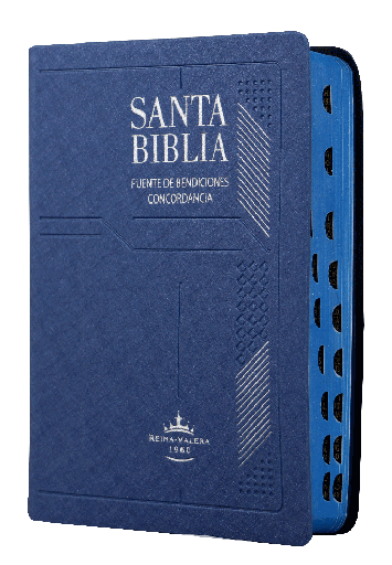 [7899938410776] Biblia Fuente de Bendiciones Reina Valera 1960 Chica Letra Mediana Vinil Azul Marino [RVR042cLMFBTI]