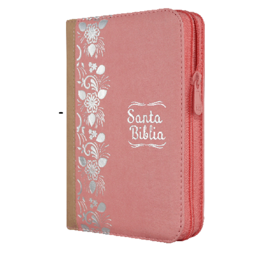 [9789587456042] Biblia Reina Valera 1960 Chica Letra Mediana Imitación Piel Rosa Beige Flores Código QR [RVR045cZLMPJR]