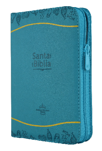 [9789587456035] Biblia Reina Valera 1960 Chica Letra Mediana Imitación Piel Azul Amarillo Código QR [RVR045cZTILMPJR]