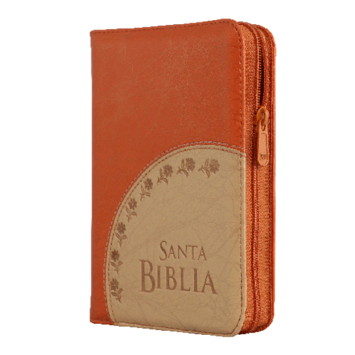 [9789587456028] Biblia Reina Valera 1960 Chica Letra Mediana Imitación Piel Naranja Beige Código QR [RVR045cZLM]