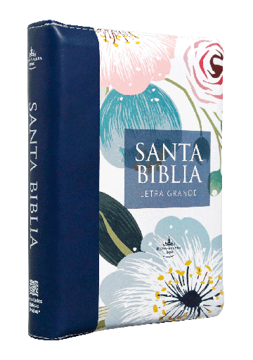 [7899938422106] Biblia Reina Valera 1960 Chica Letra Gigante Imitación Piel Azul Flores [RVR046cZTILGPJR]