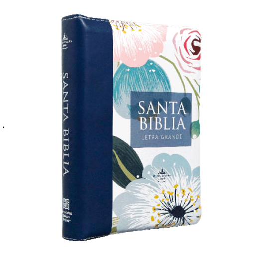 [7899938422106] Biblia Reina Valera 1960 Chica Letra Gigante Imitación Piel Azul Flores [RVR046cZTILGPJR]