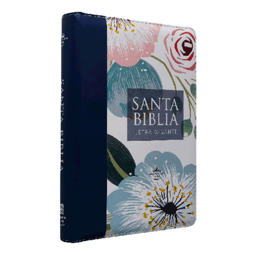 [7899938422113] Biblia Reina Valera 1960 Mediana Letra Gigante Imitación Piel Azul Flores [RVR066ZLGiPJR]