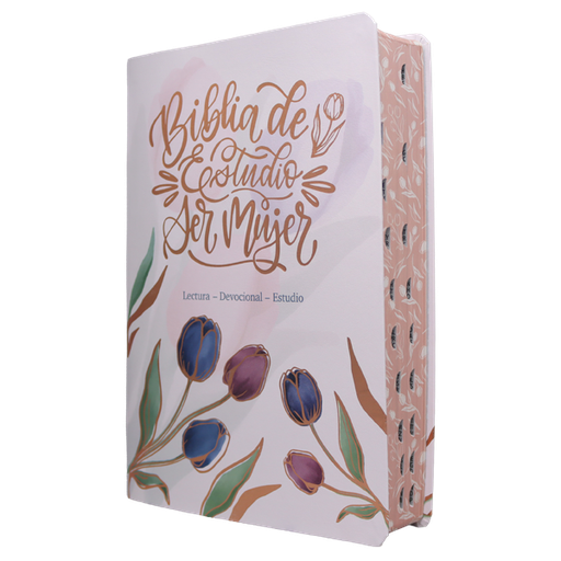 [7899938420362] Biblia de Estudio Ser Mujer Reina Valera 1960 Grande Letra Grande Imitación Piel Tulipanes [RVR086cLGEETI-BEM] 