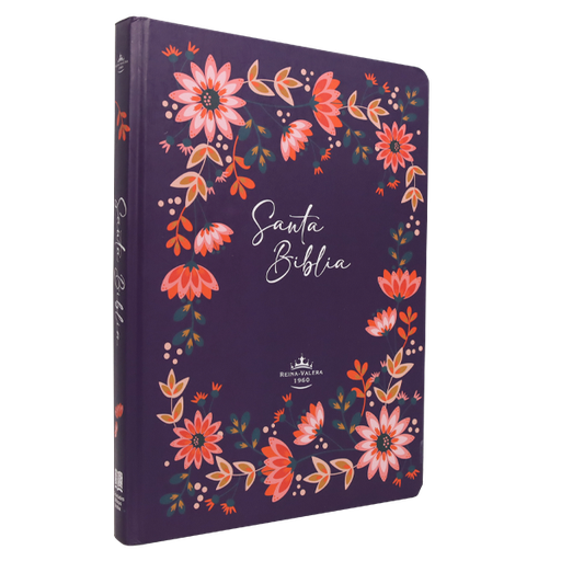 [7899938428627] Biblia Reina Valera 1960 Grande Letra Mediana Tapa Dura Slim con margen Morado con Flores [RVR.83cFBPJR] 
