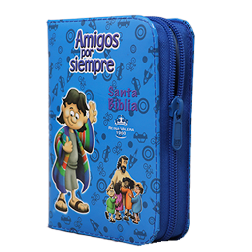 [9786287781528] Biblia Infantil Amigos por Siempre Reina Valera 1960 Tamaño Bolsillo Letra Mediana Vinil Azul QR [RVR022cdPZPJRa]  